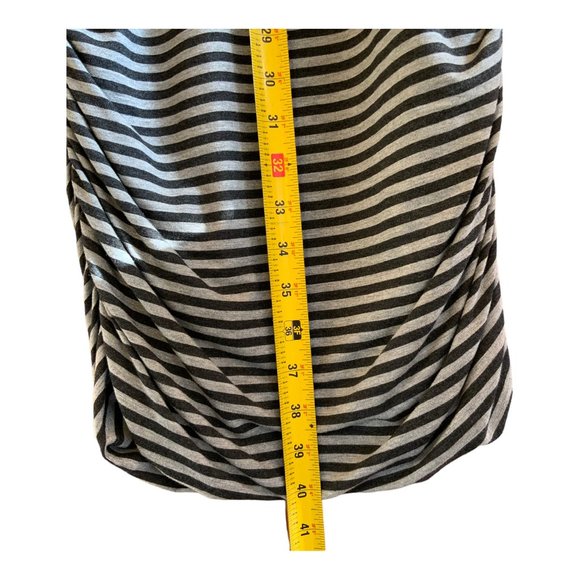 Athleta Womens Heather Gray Black Striped Short Sleeve Tee Shirt Dress Sz XS - Picture 5 of 6